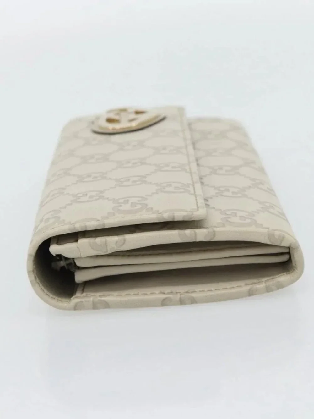 GUCCI GG Canvas Guccissima Lovely Heart Wallet Leather Ivory 251861 Auth 182242V - Picture 3 of 16